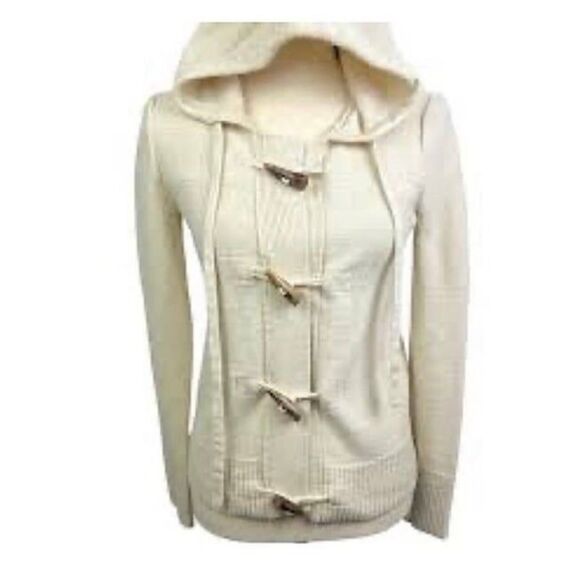 Banana Republic Factory Wool Blend Toggle Closure Hooded Hoodie Cardigan XS - Picture 1 of 7